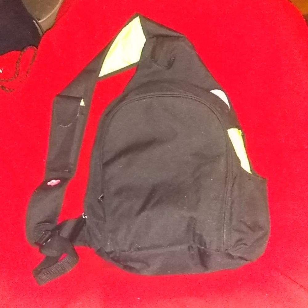 One shoulder black/lime green diaper bag